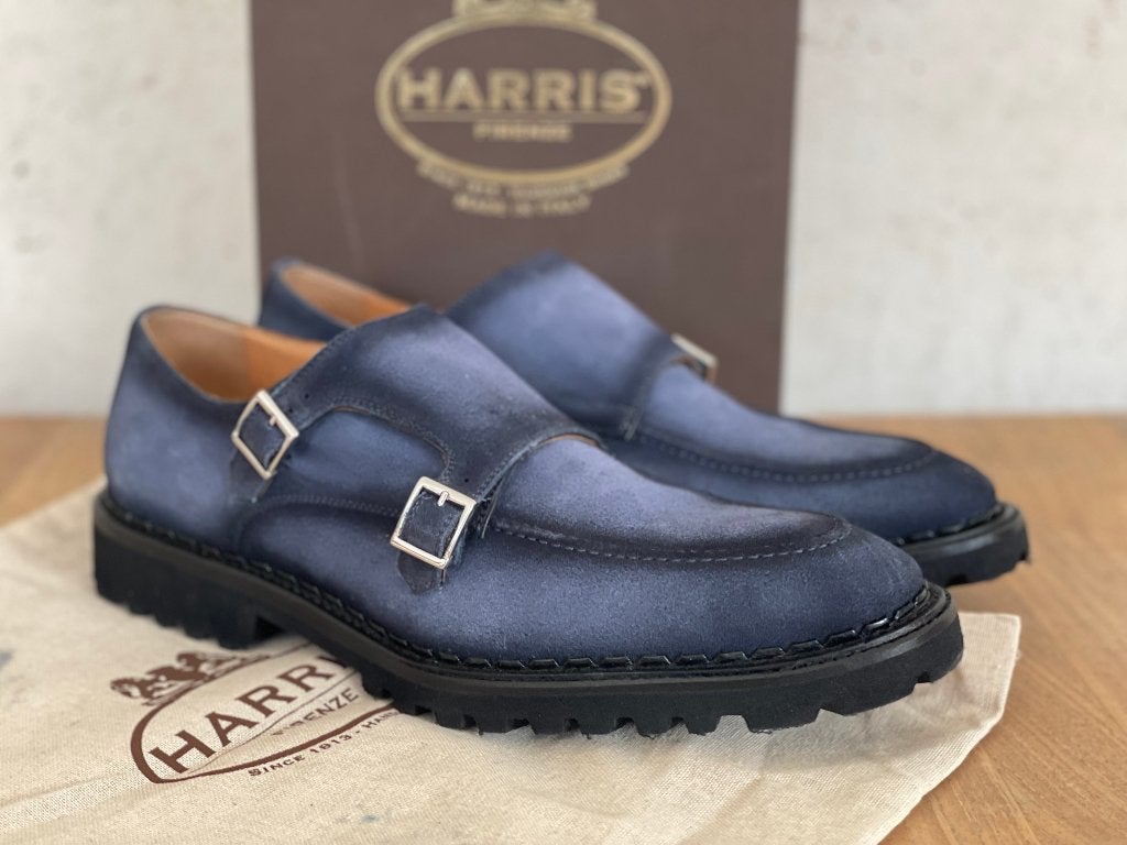 Harris Firenze blauw suede gespschoen maat 45 NIEUW in doos, Blauw, Nieuw, Ophalen of Verzenden, Gespschoenen