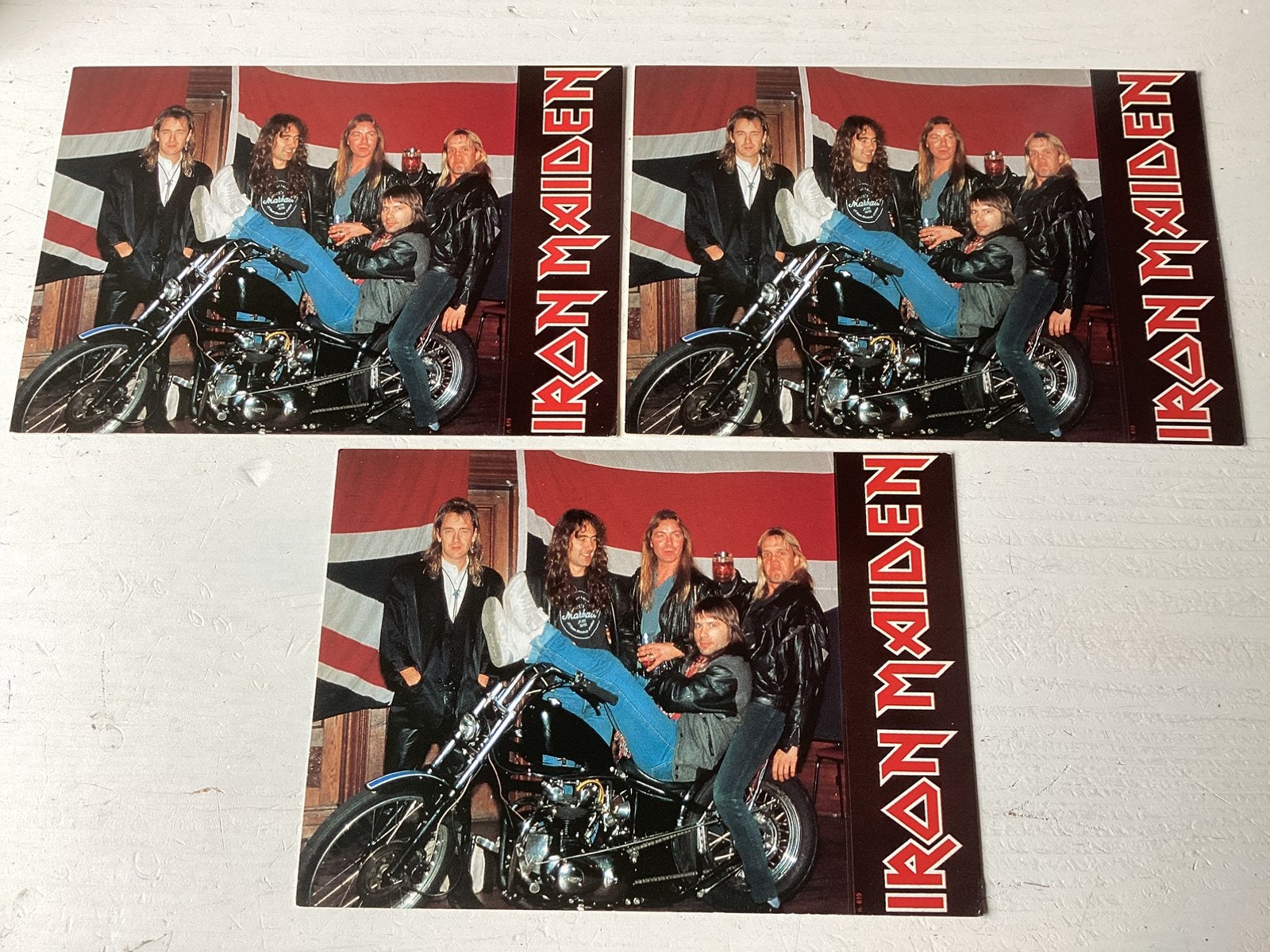 3 ansichtkaarten Iron Maiden, Verzenden, 1980 tot heden, Ongelopen, Sterren en Beroemdheden