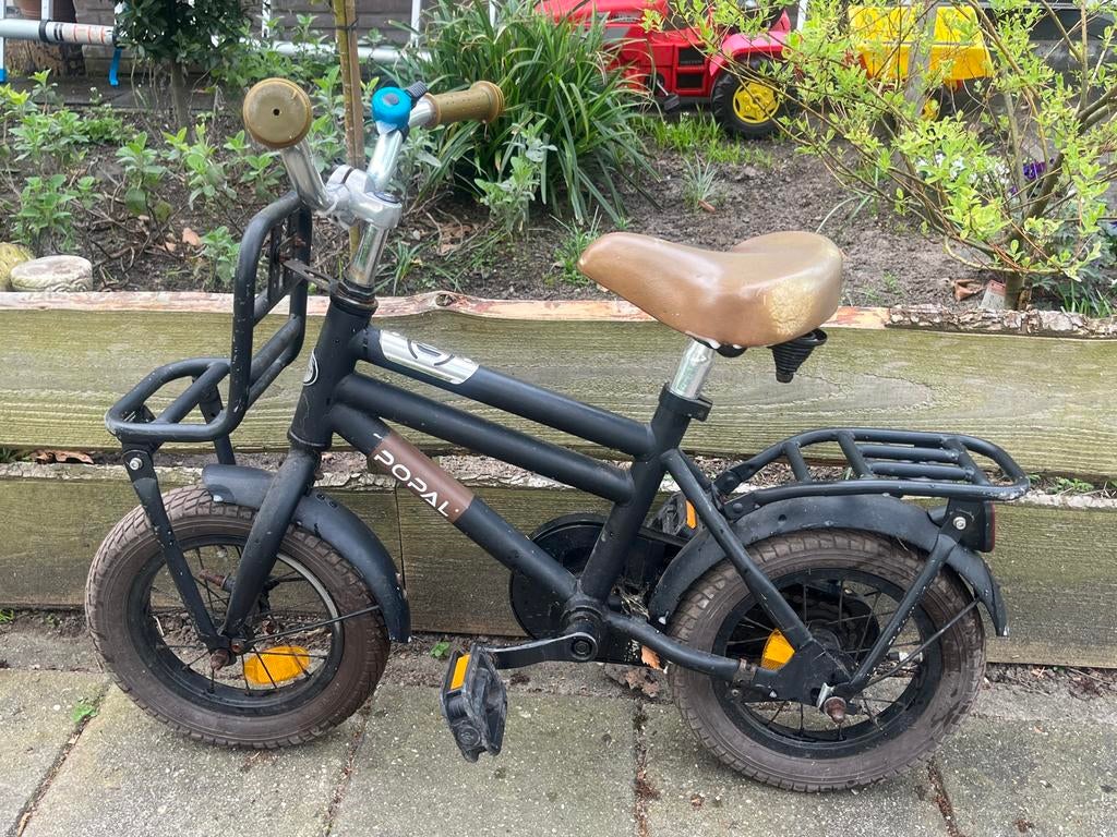 Popal Cooper Bamboo 12 inch kinderfiets, Ophalen, Terugtraprem, Zijwieltjes, Gebruikt