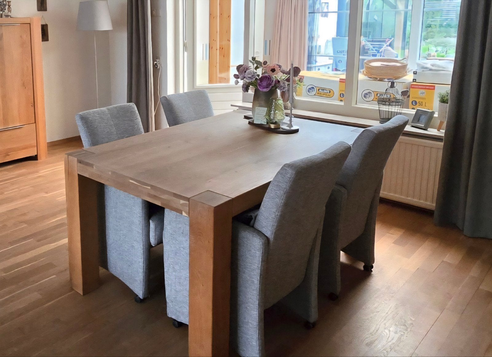 eethoek / eettafel met 4 gestoffeerde stoelen, Ophalen, Gebruikt, 4 tot 6 stoelen