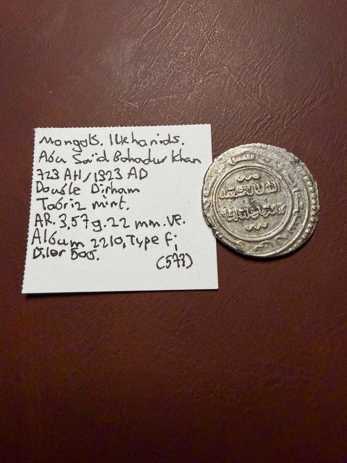 Ilkhaniden AR Dubbele Dirham Bahadur Khan 723 AH, Tabriz, Verzenden, 2 euro