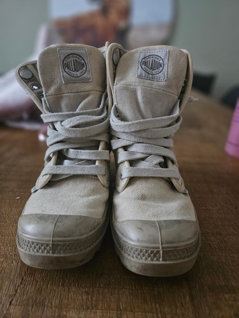 Palladium canvas boots grijs – maat 36, Ophalen of Verzenden, Gedragen, Grijs