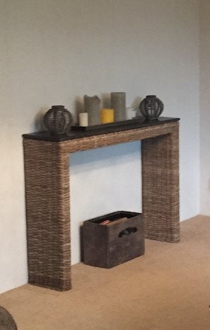 Landelijke side table met natuursteen blad, Ophalen, 100 tot 150 cm, Overige materialen, Zo goed als nieuw