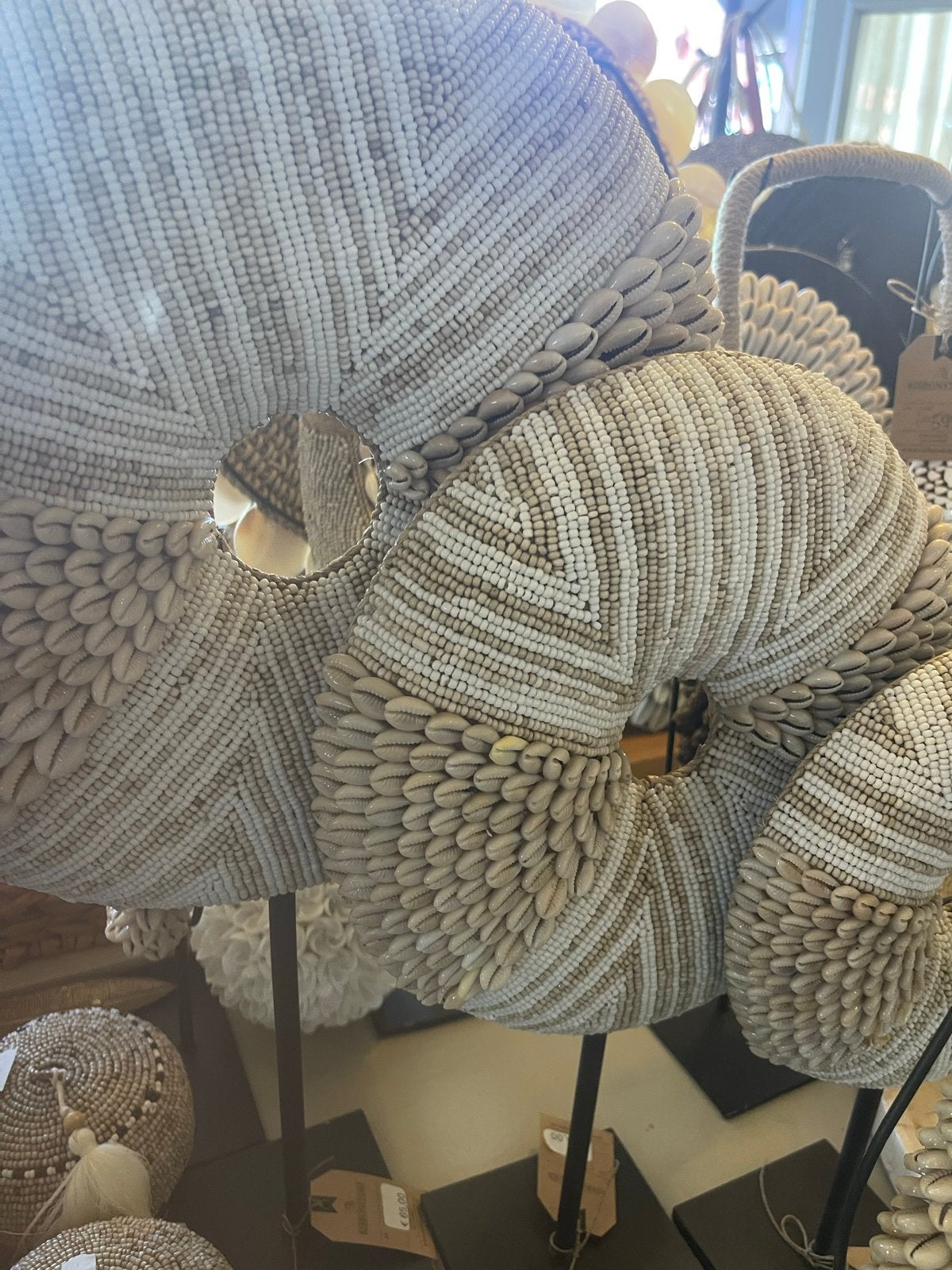 Decoratieve Schelpen Schijven op Standaard, Ribbonstore, Beige, Boho, Sint annaland
