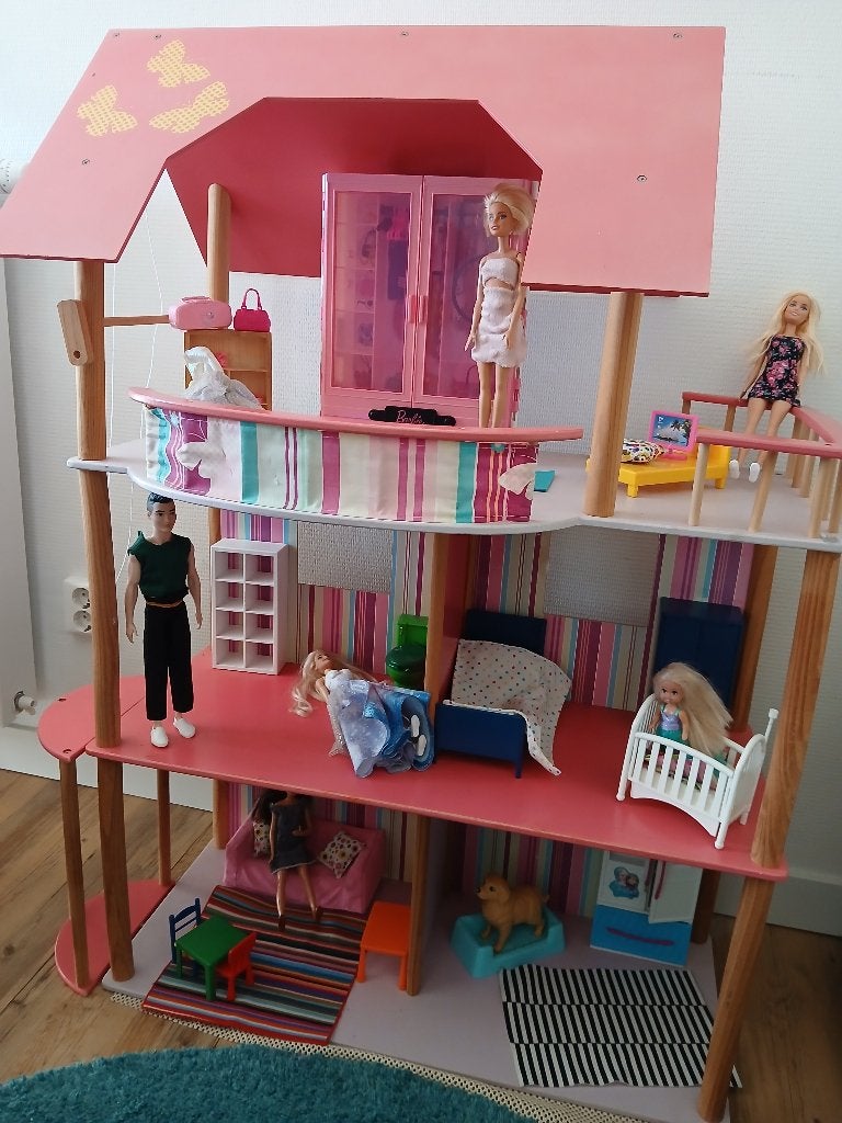 Barbie/ poppenhuis, boot, camper, koets met paarden, Ophalen, Gebruikt, Poppenhuis