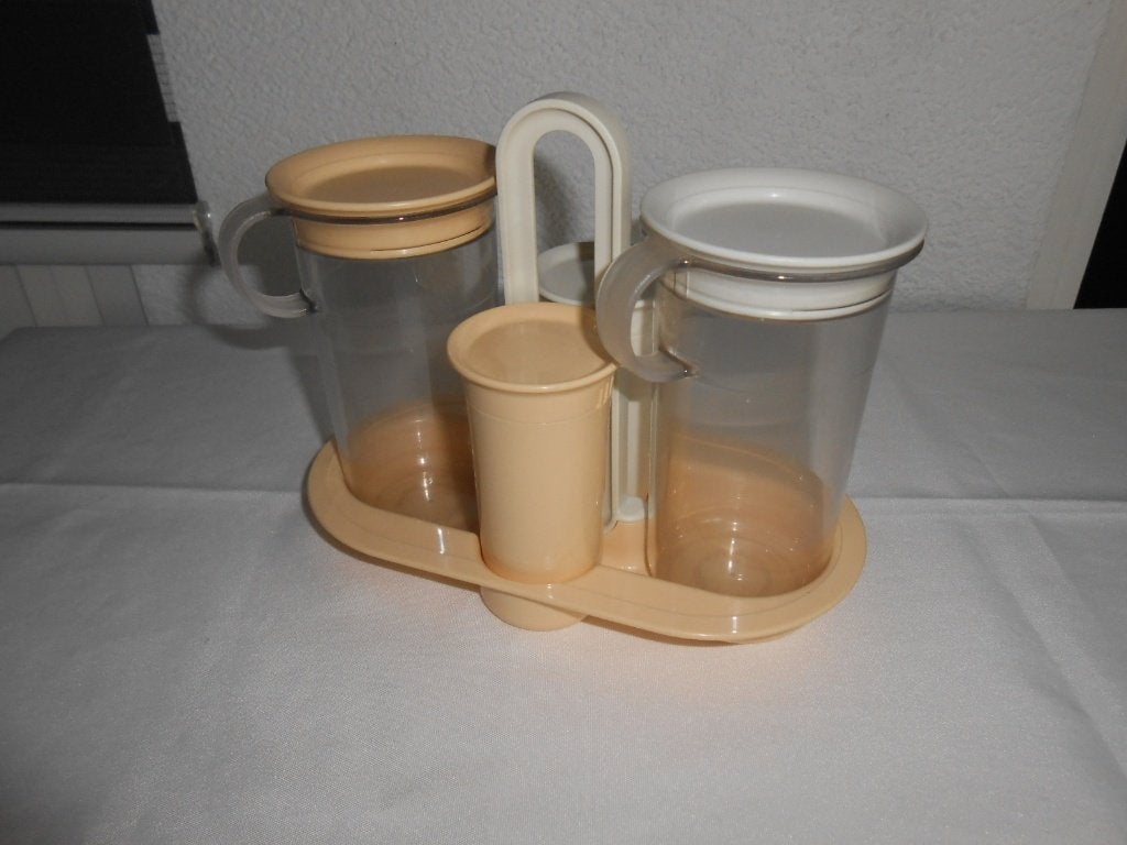 Tupperware Exclusief tafelsetje olie/azijn/peper/zout, Met handvat, Wit, Overige typen, Ophalen of Verzenden