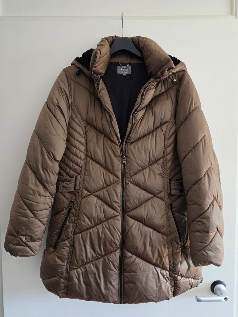 Sanne Amsterdam winterjas brons maat 48., Kleding | Dames, Ophalen, Zo goed als nieuw, Maat 46/48 (XL) of groter, Overige kleuren