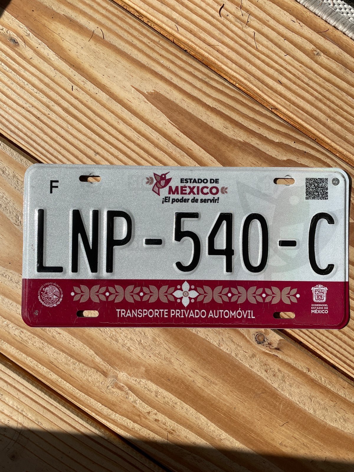 nummerbord kentekenplaat nummerplaat uit Estado de Mexico, Ophalen of Verzenden, Gebruikt, Auto's