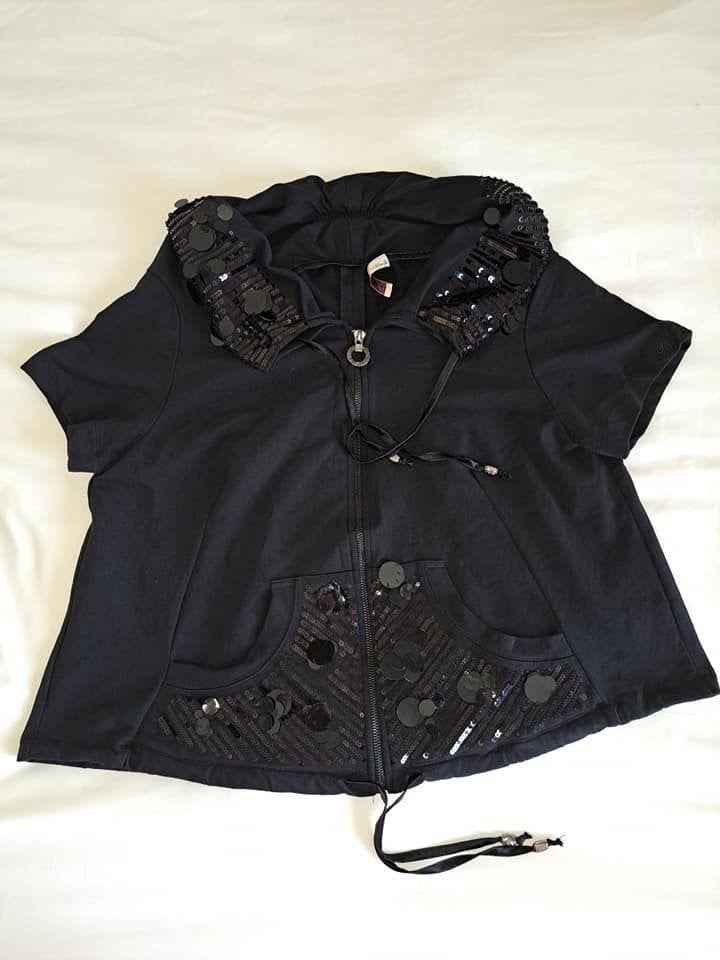 Liu Jo, stijlvolle sweatvest met korte mouwen, mt L, Kleding | Dames, Liu Jo, Zwart, Maat 42/44 (L), Ophalen of Verzenden