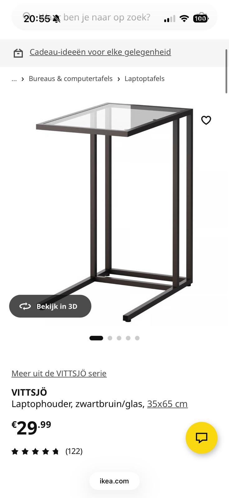 Vittsjo tafel, Ophalen, 55 tot 75 cm, Glas, 60 cm of meer