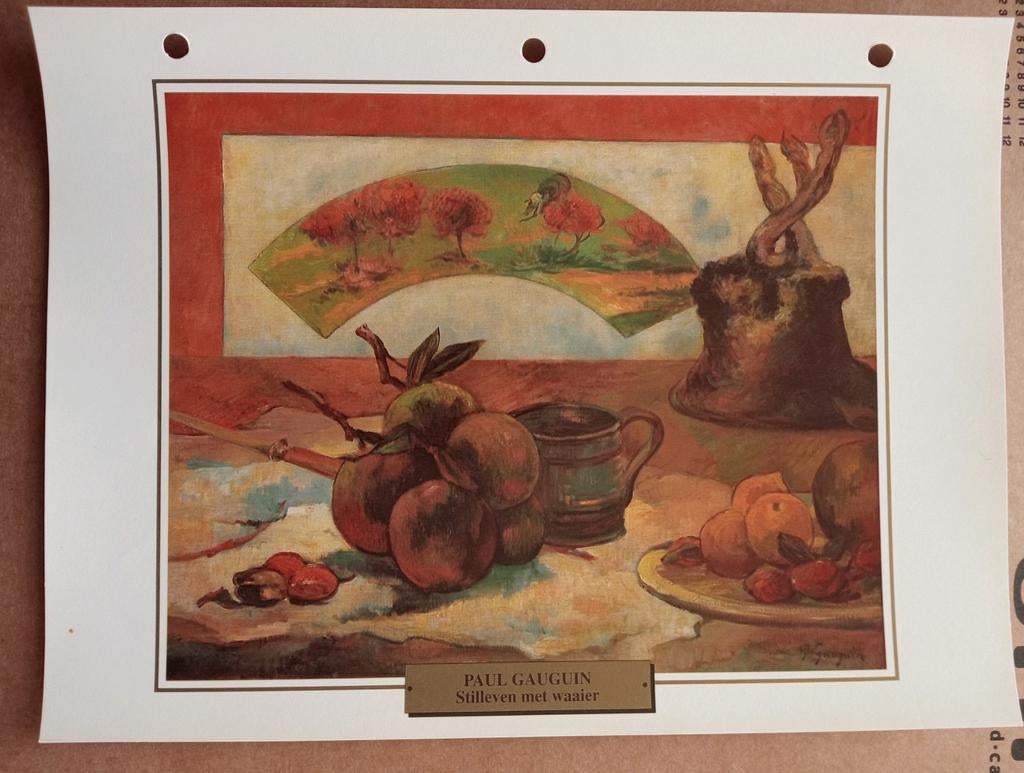 Paul Gauguin Stilleven met Waaier print, Antiek en Kunst, Ophalen of Verzenden