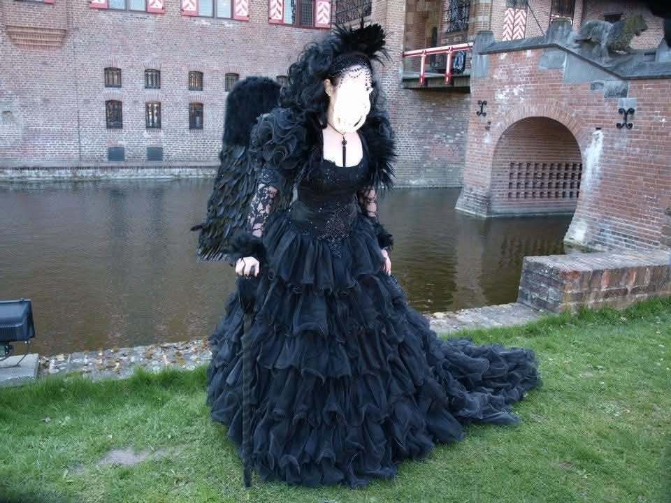 Zwarte trouwjurk Gothic/Fantasy/Halloween kostuum, Overige typen, Zwart, Ophalen of Verzenden, Maat 36 (S)