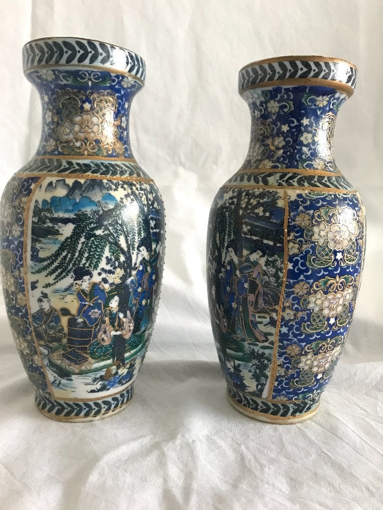 2 vintage Chineese vaasjes, Ophalen of Verzenden