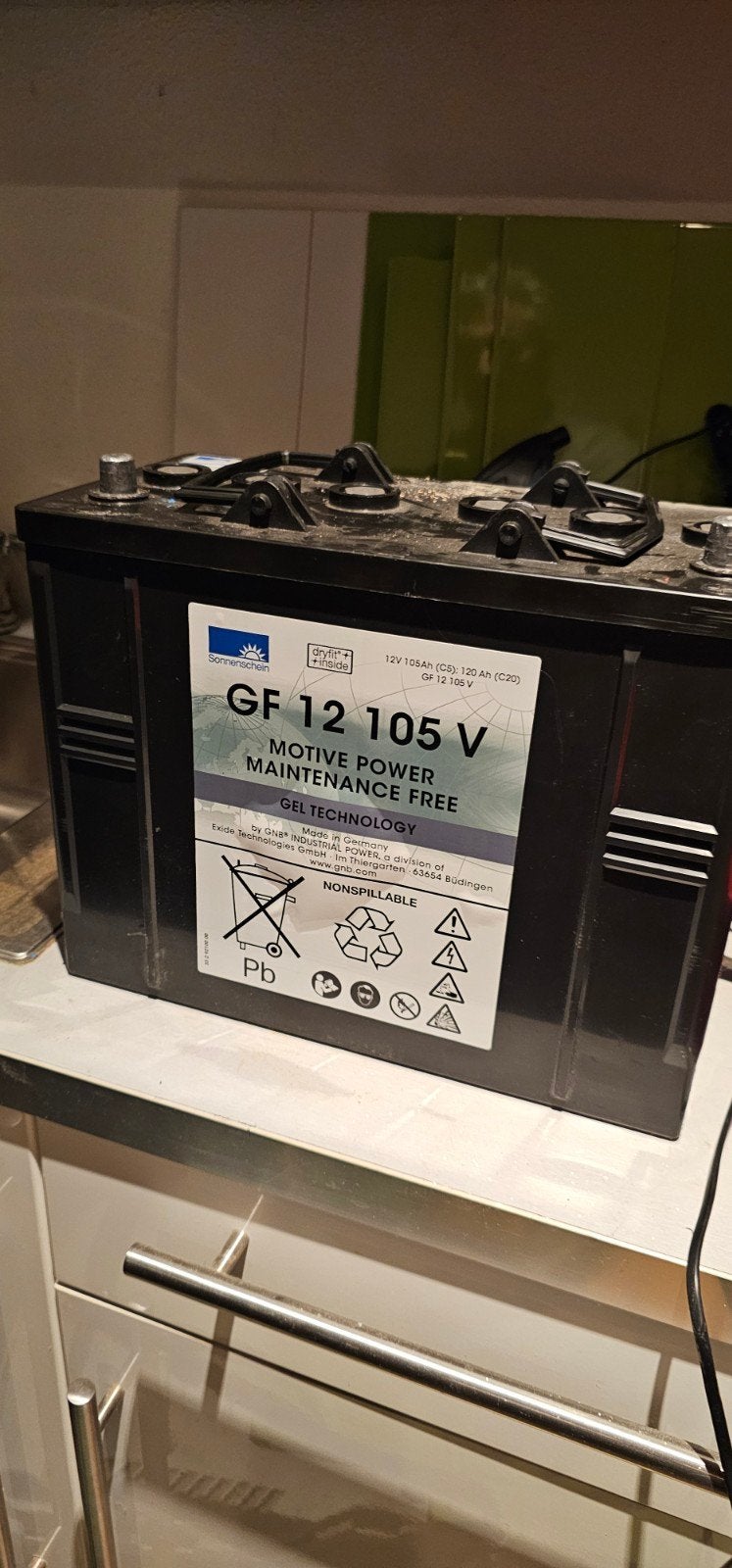 Sonnenschein GEL tractie accu 12 V 120 Ah – GF 12 105, Caravans en Kamperen, Ophalen, Gebruikt