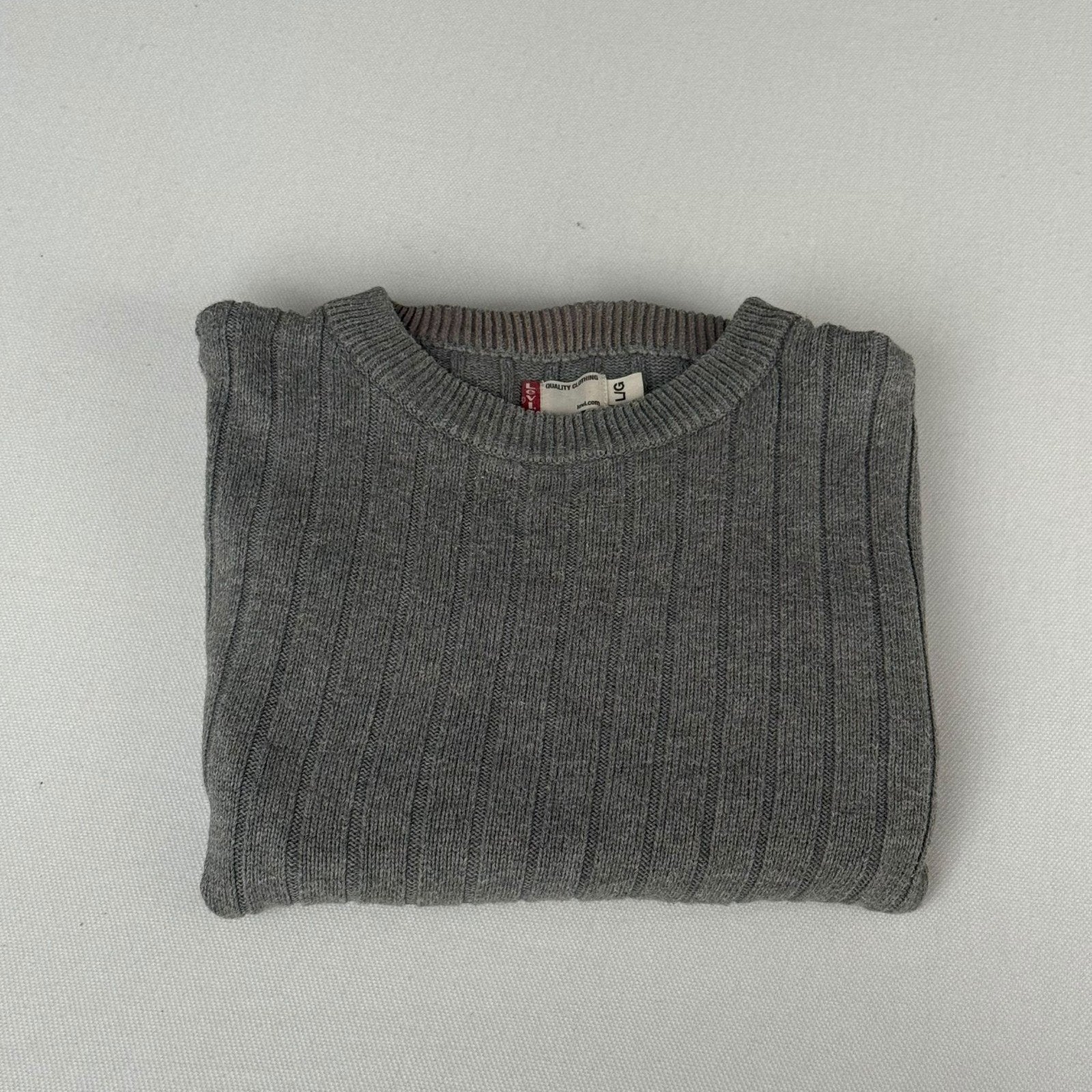 Levi’s Rib Knit Trui – Grijs, Maat L, Maat 52/54 (L), Levi's, Ophalen of Verzenden, Zo goed als nieuw