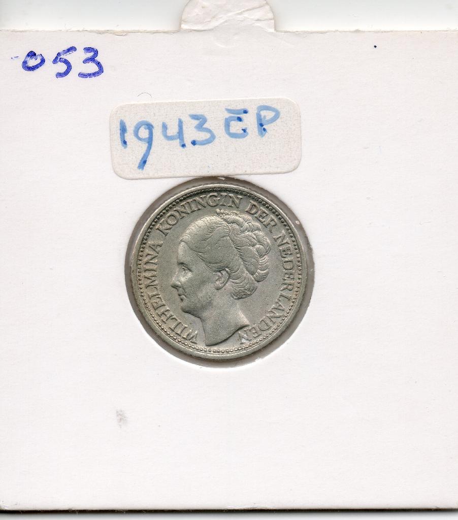 WILHELMINA  KWARTJE 1943 EP ZILVER, Zilver, 25 cent, Ophalen of Verzenden, Koningin Wilhelmina