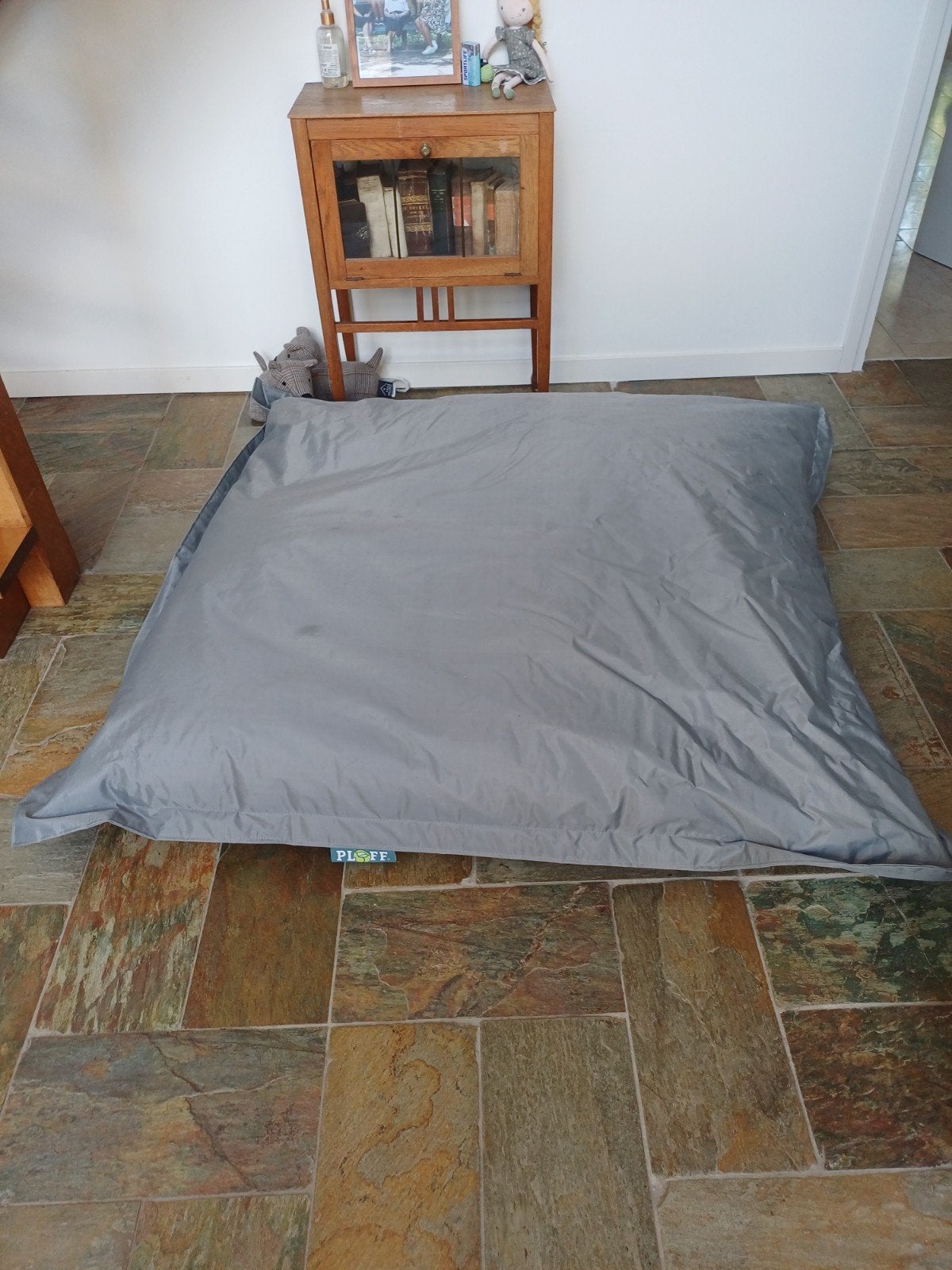 Ploff zitzak grijs 140x140 cm, Huis en Inrichting, Zitzakken, Ophalen, Gebruikt, Grijs, Zitzak