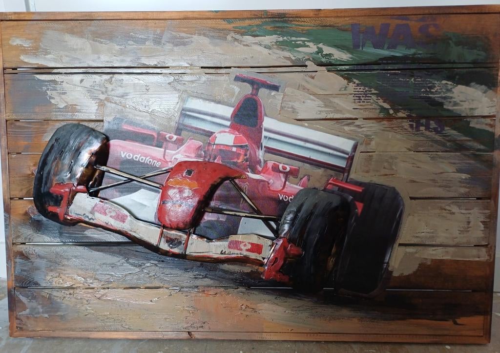 Uniek 3D Schilderij Formule 1 Auto Ferrari - 60Hx90B cm, Ophalen