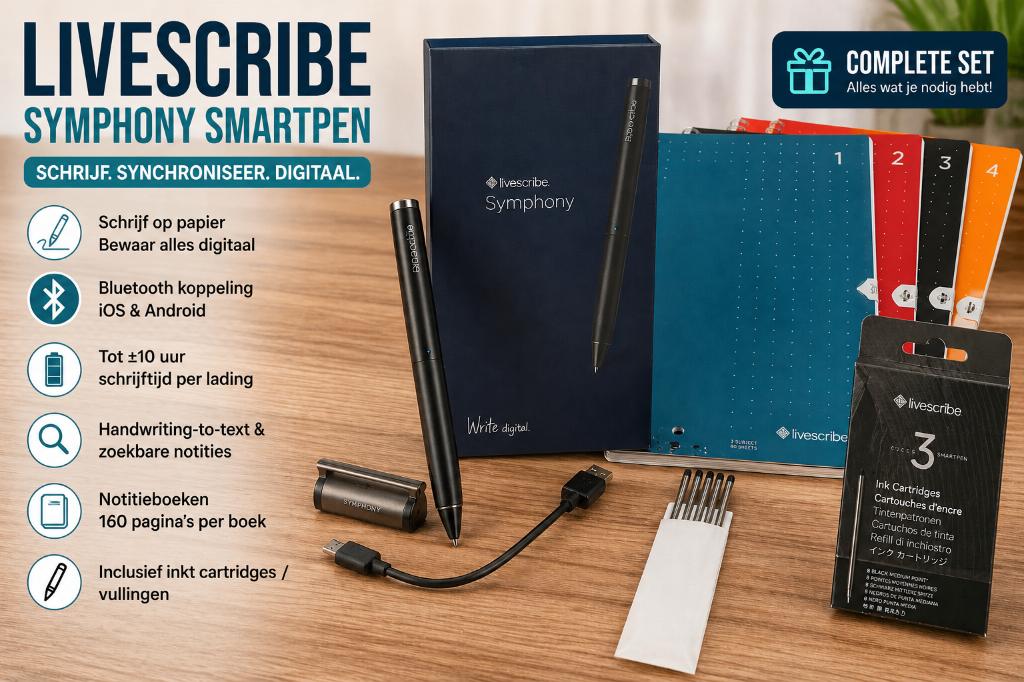 Livescribe Smartpen Set + Notebooks & Refills, Diversen, Schrijfwaren, Zo goed als nieuw, Ophalen of Verzenden