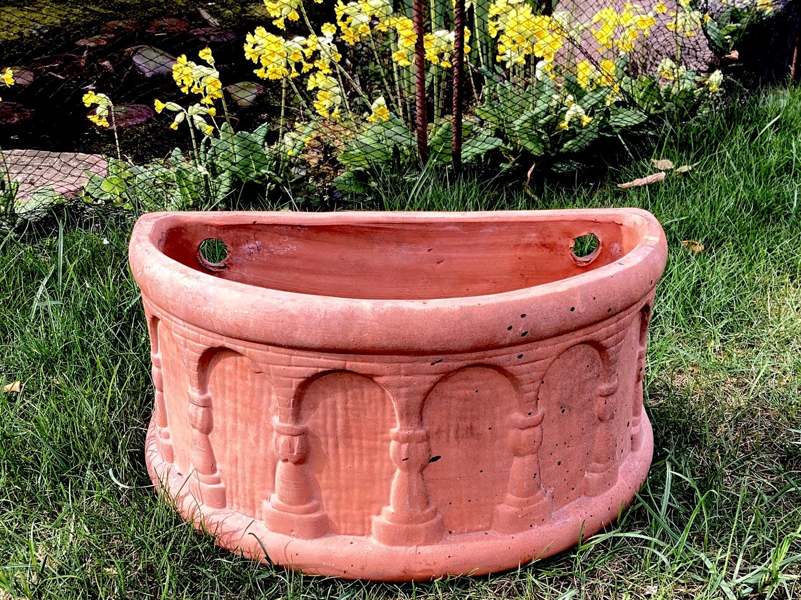 Mooie, aparte terracotta muurhanger met fraaie afbeeldingen, Ophalen, Minder dan 30 cm