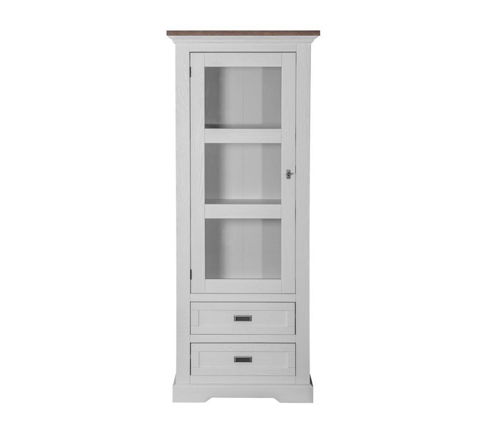 Vitrinetkast Toulouse - Grenen hout, Wit / Grey Pine, Zo goed als nieuw, Met lade(s), 25 tot 50 cm, 50 tot 100 cm
