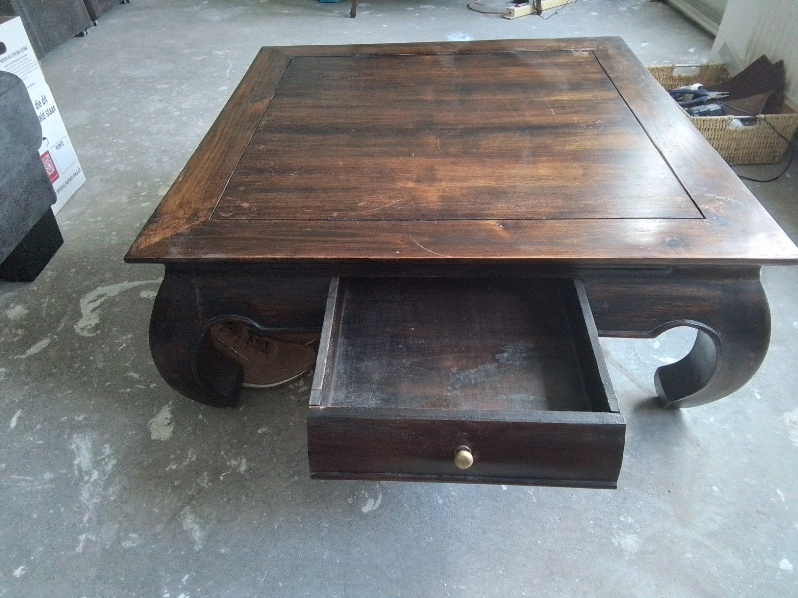 Opiumtafel, Ophalen, Gebruikt, 50 tot 100 cm, Vierkant