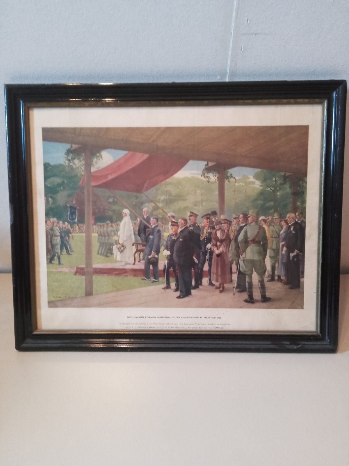 Koningin Wilhelmina op de LANDSTORMDAG te Barneveld, Ophalen of Verzenden, Nederland, Embleem of Badge