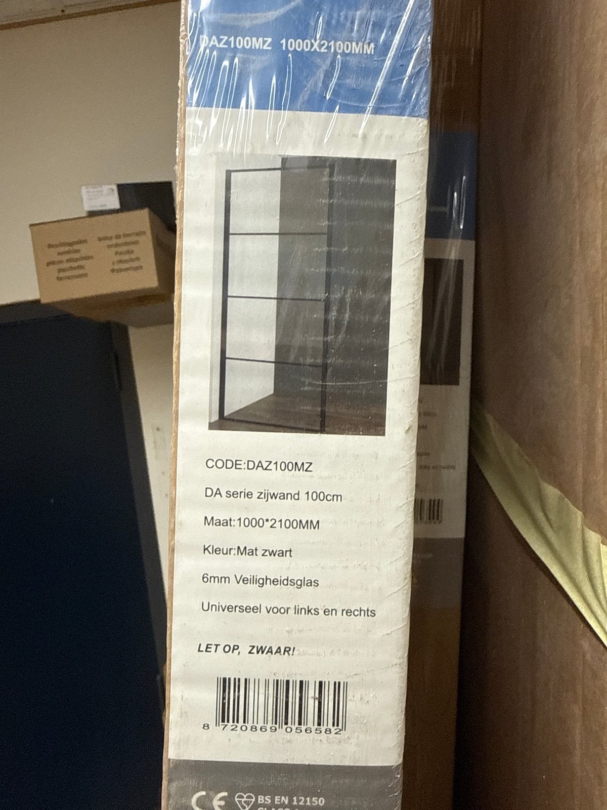 Nieuwe DAZ100MZ zijwand douche - Mat Zwart Veiligheidsglas, Ophalen, Nieuw, Douche