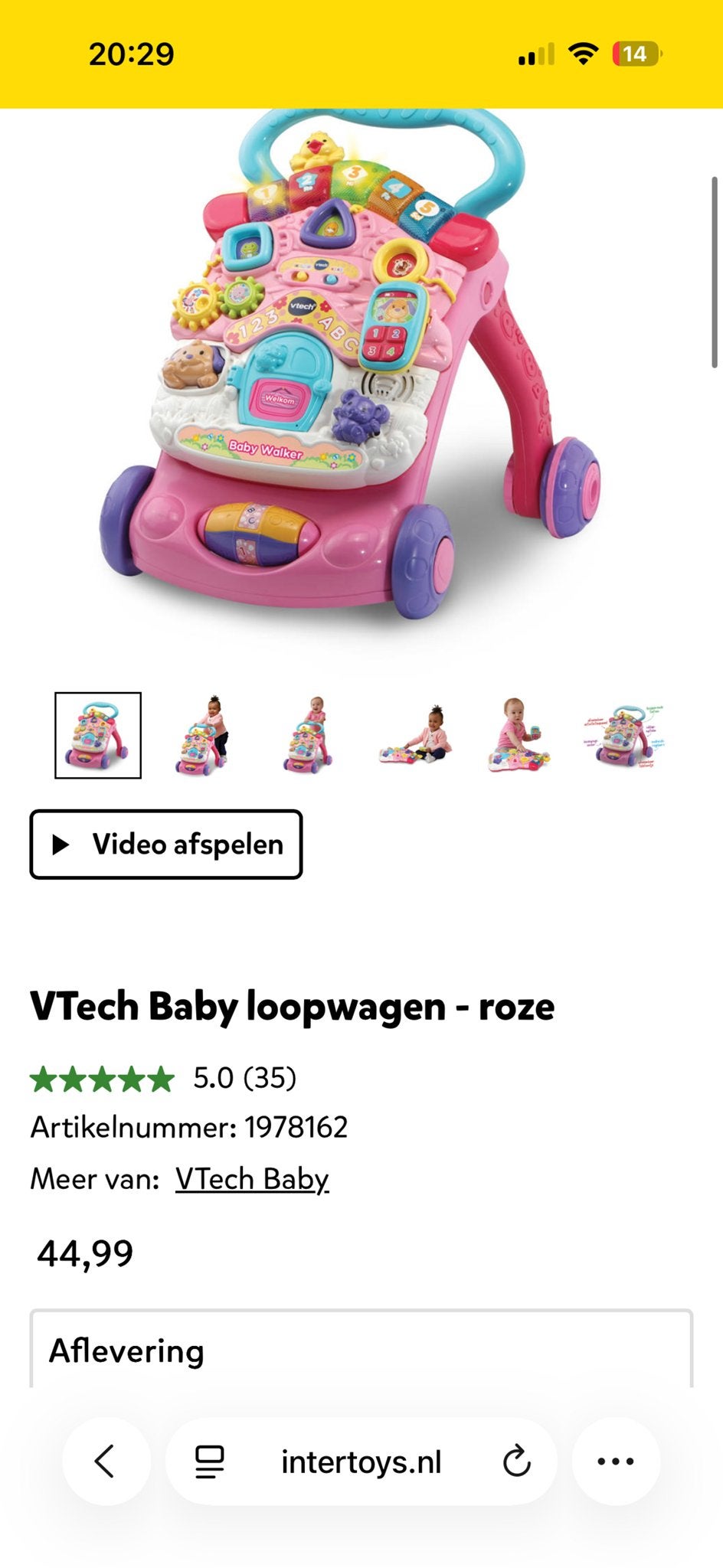 VTech Baby loopwagen - roze met licht en geluid, Ophalen, Zo goed als nieuw, Overige typen, Met licht