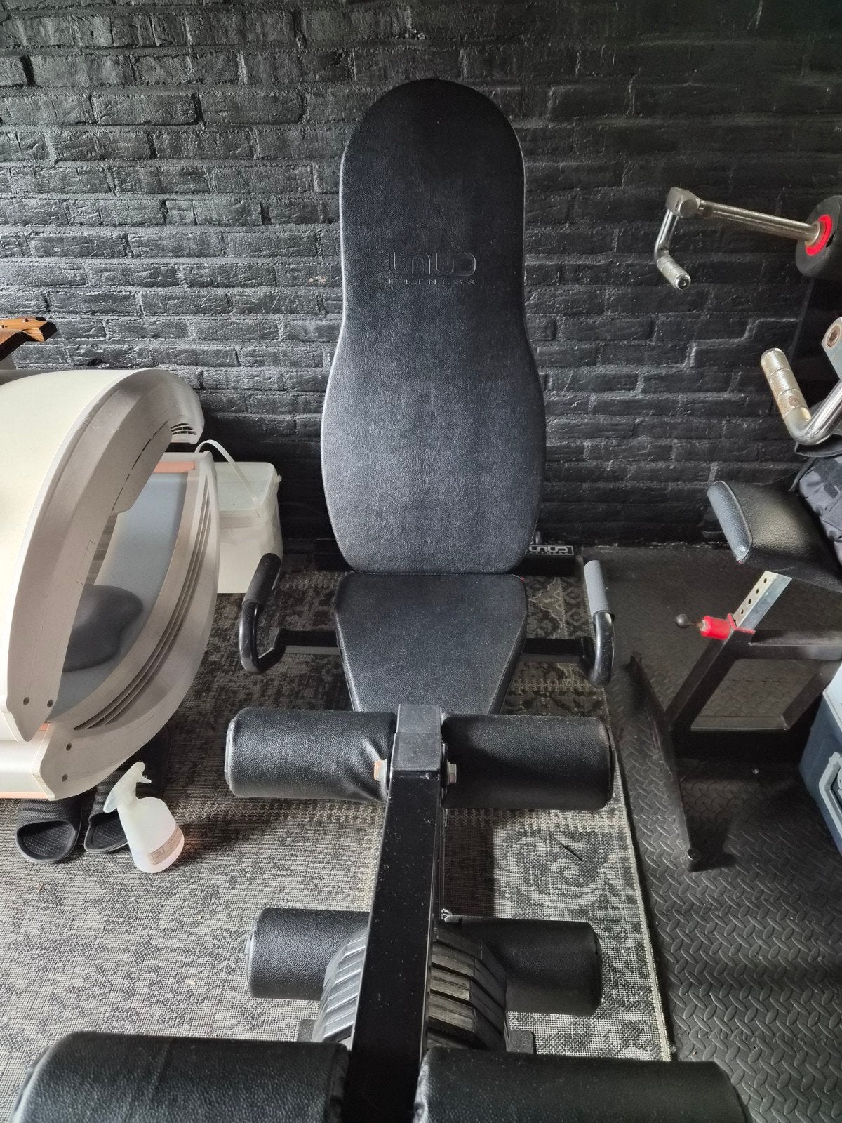Plate loaded Leg curl + Leg extension, Sport en Fitness, Ophalen, Zo goed als nieuw, Krachtstation