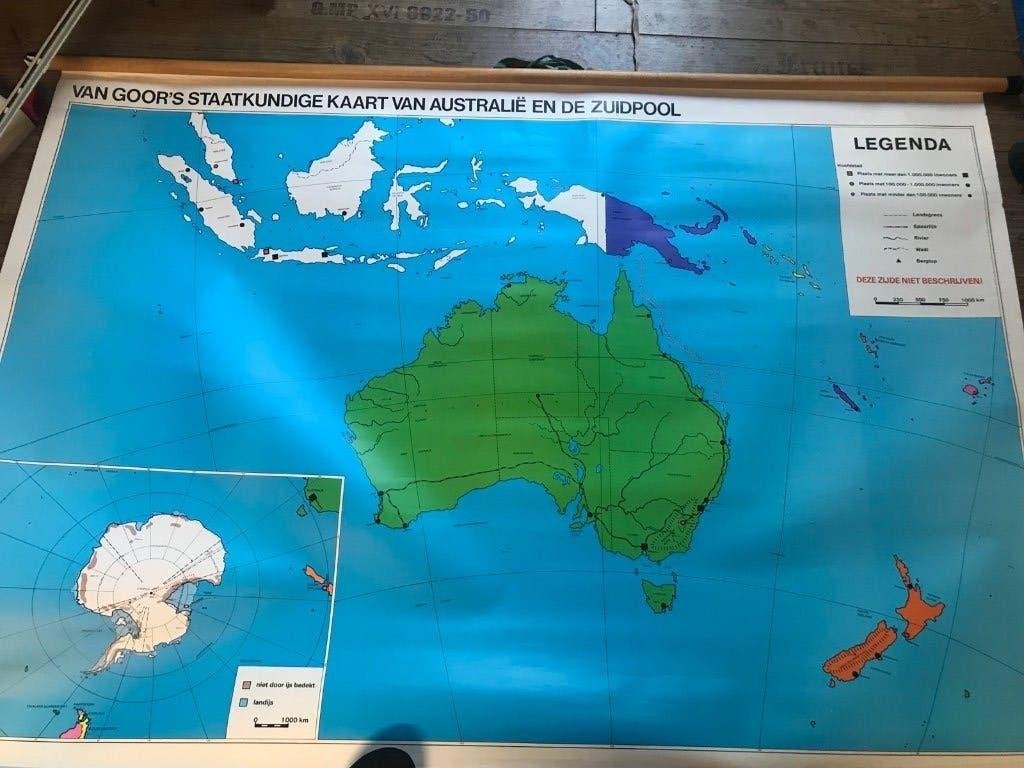 schoolkaart van goor's Australië, Antiek en Kunst, Antiek | Schoolplaten, Ophalen, Aardrijkskunde