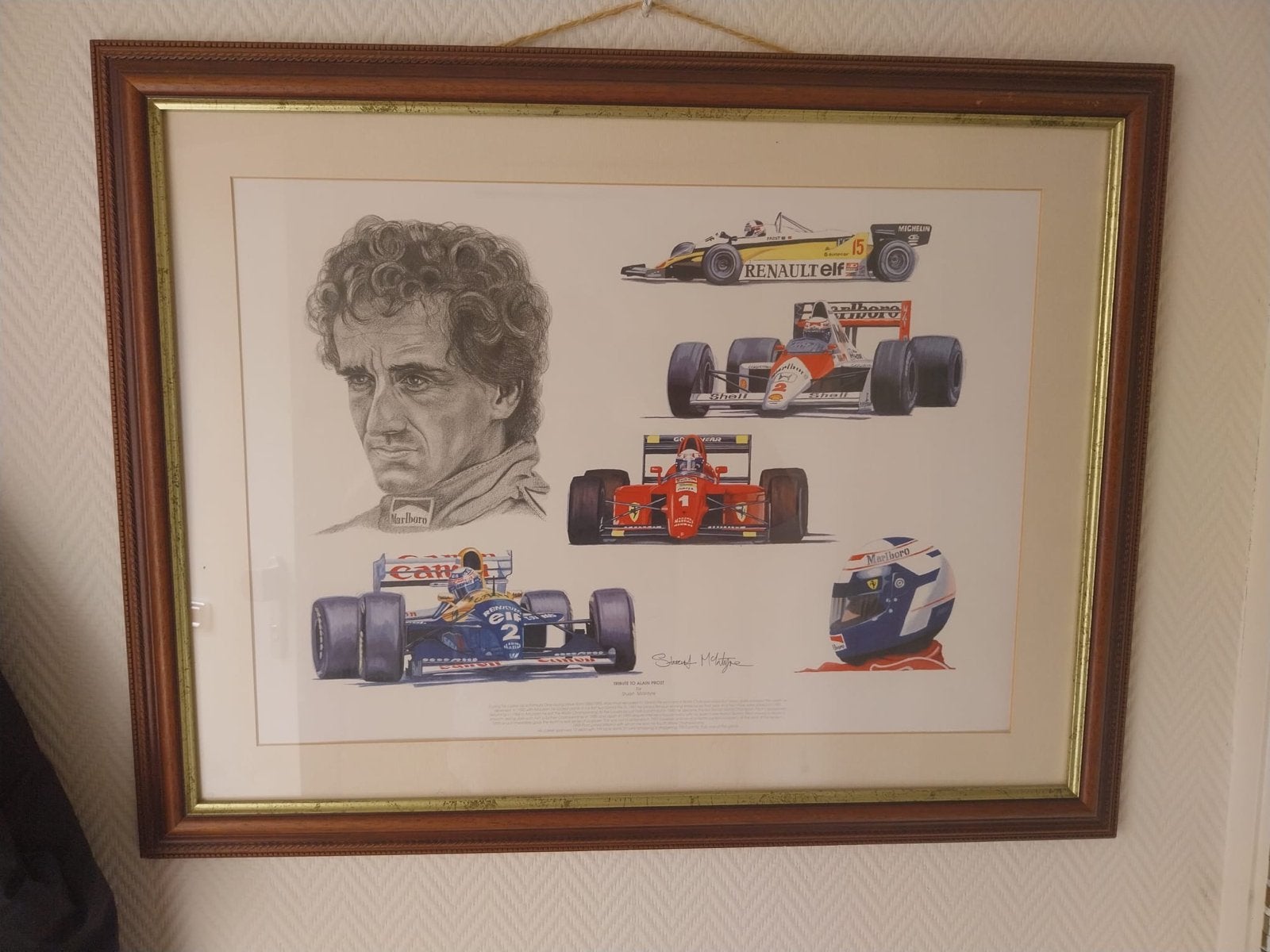 Ingelijste print: Eerbetoon aan Alain Prost door Stuart McIn, Ophalen of Verzenden