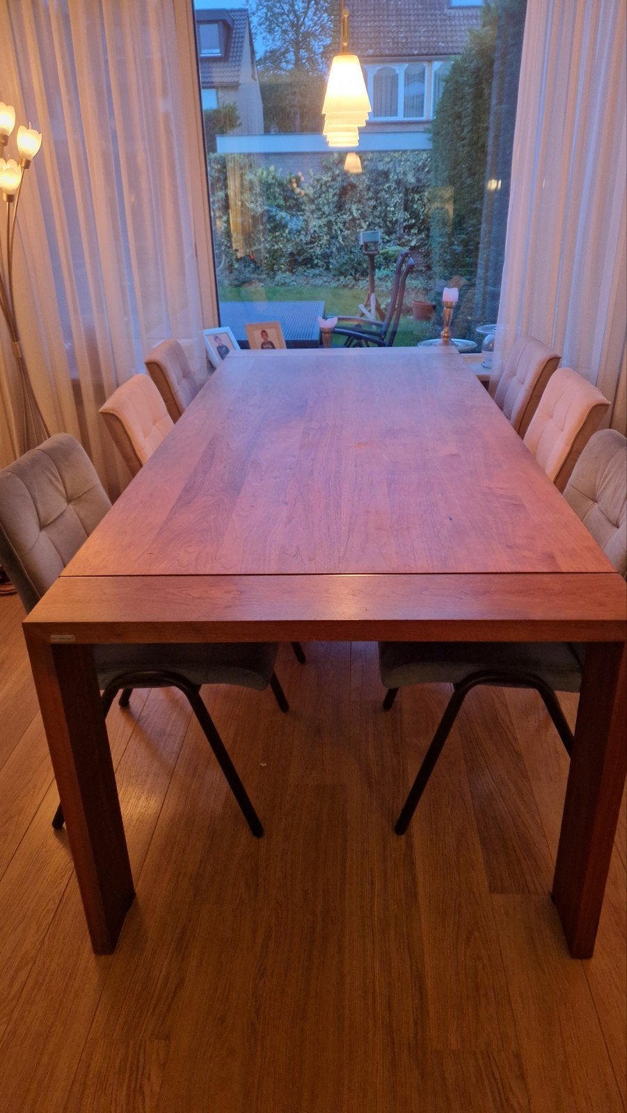 Bert Plantagie notenhouten eettafel 2.40 x 1.00 m, Ophalen, Gebruikt, 200 cm of meer, Vijf personen of meer