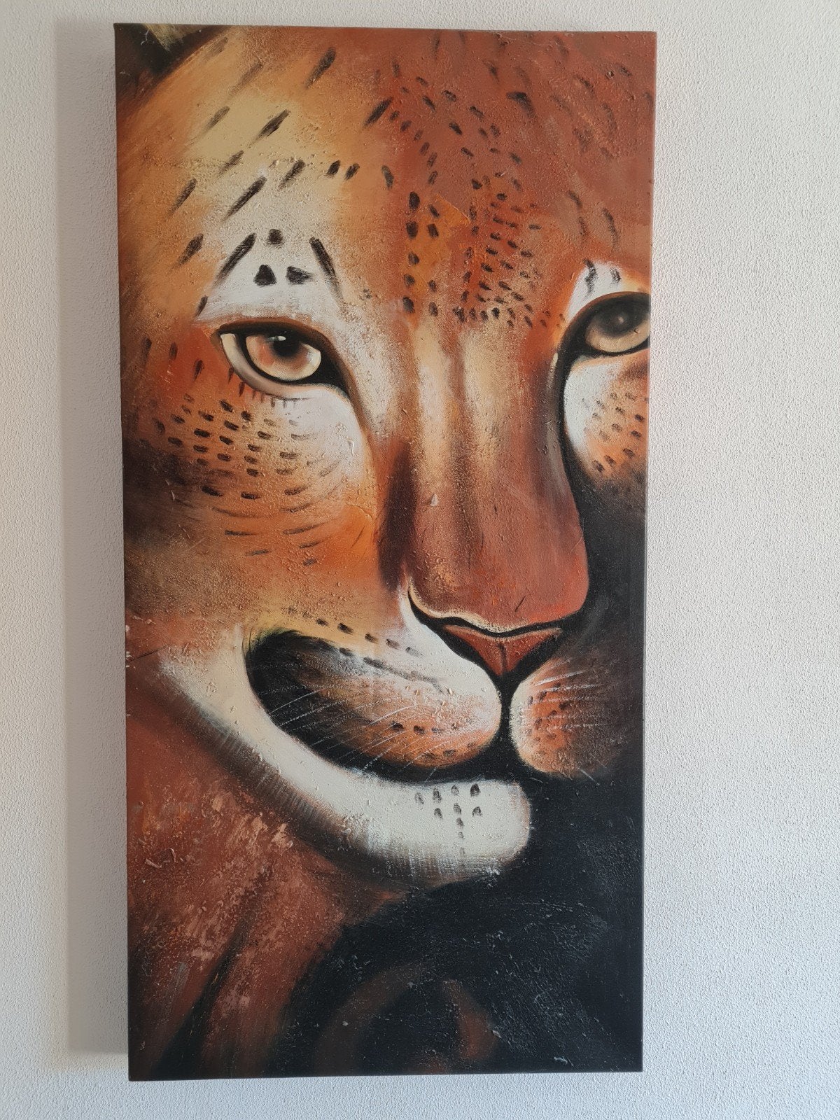 Schilderij luipaard - Dierenprint op canvas, Acrylverf, Ophalen of Verzenden, Dieren, Handgeschilderd