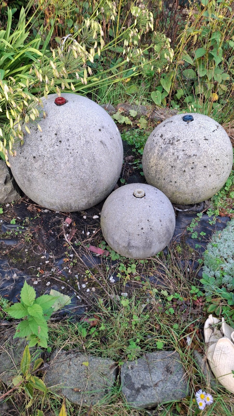 Set van 3 tuinbollen met kleur- Decoratieve tuindecoratie, Ophalen, Gebruikt, Beton, Overige typen