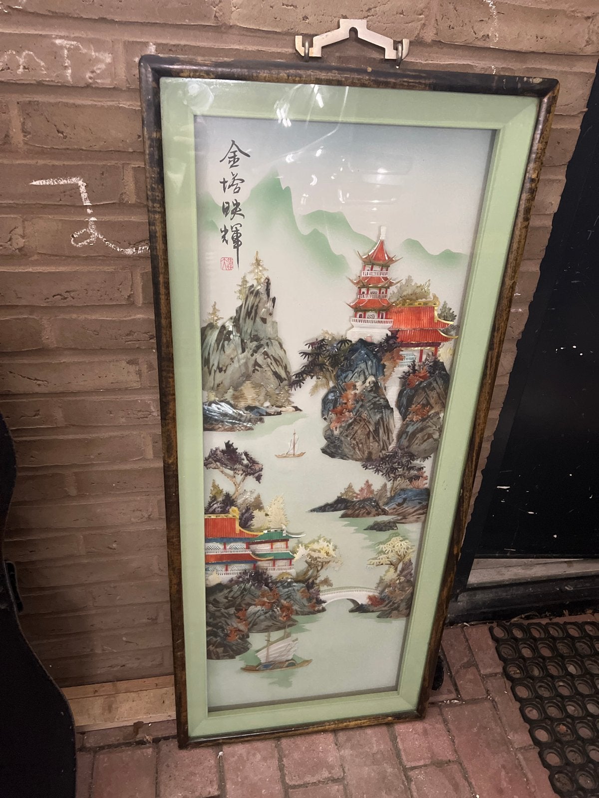 Prachtig Chinees wanddecoratiepaneel met reliëf schelpen, Antiek en Kunst, Kunst | Niet-Westerse kunst, Wanddecoratie, Handgemaakt