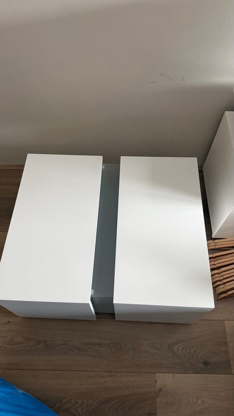 Witte salontafel met uitschuifbaar middenstuk, Ophalen, 100 tot 150 cm, 50 tot 100 cm, Zo goed als nieuw
