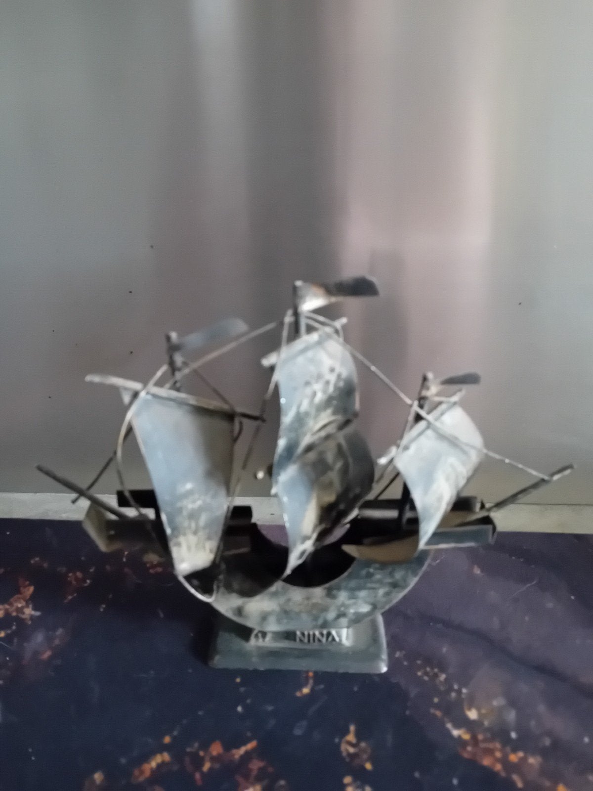 Decoratief metalen scheepsmodel 'Nina', Ophalen of Verzenden