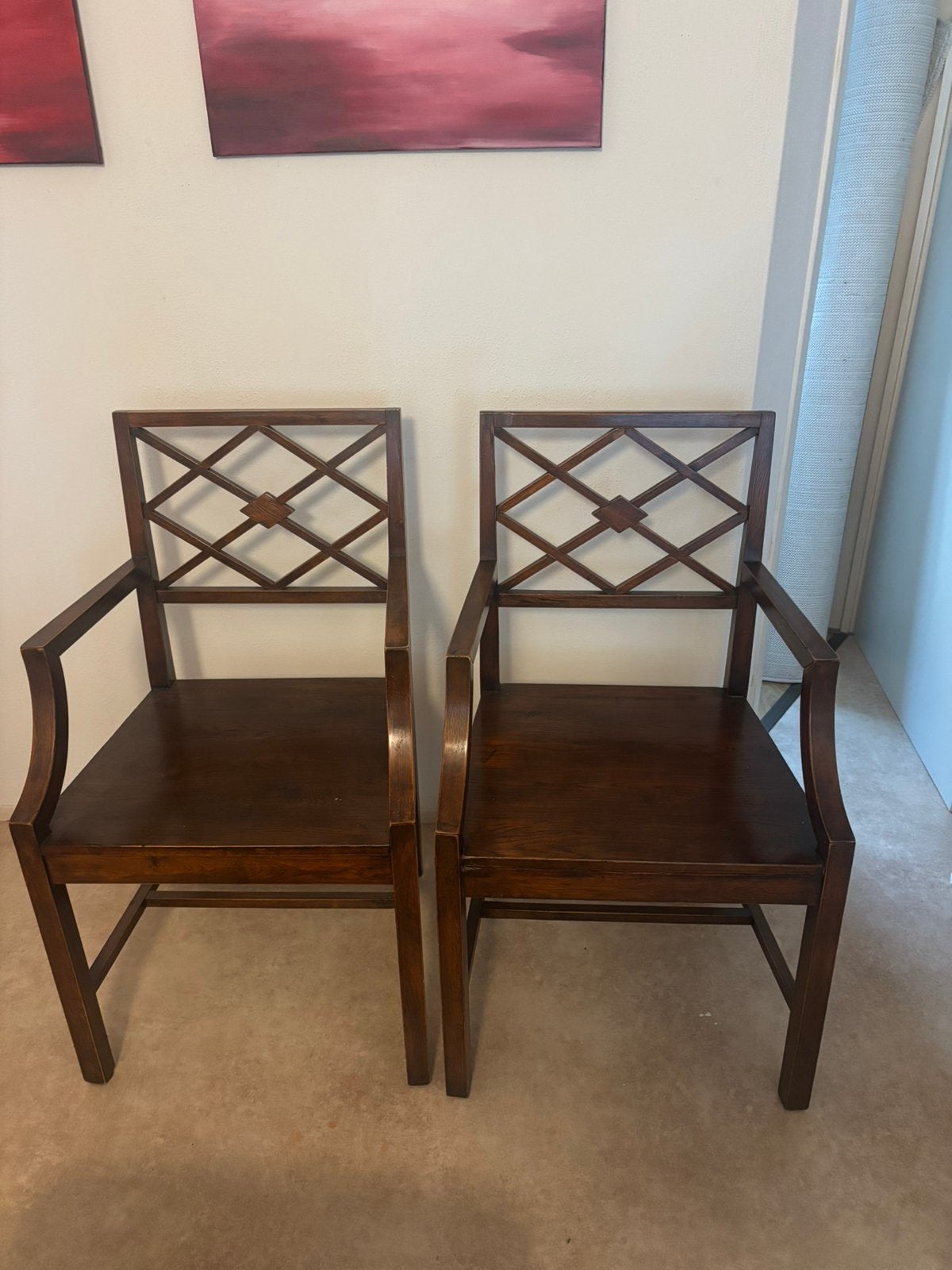 2 leuke houten stoelen, Huis en Inrichting, Stoelen, Ophalen, Zo goed als nieuw, Bruin, Twee