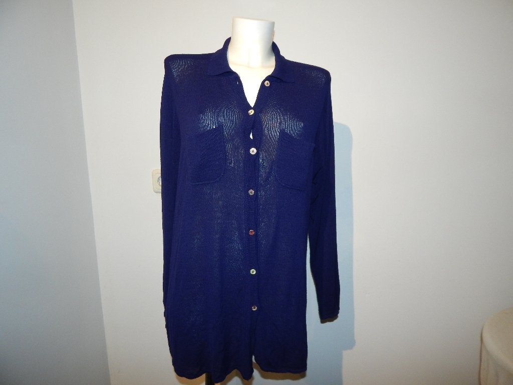 Sarah Pacini vintage vest breisel knopen borstzak One size, Blauw, Sarah Pacini, Maat 42/44 (L), Ophalen of Verzenden
