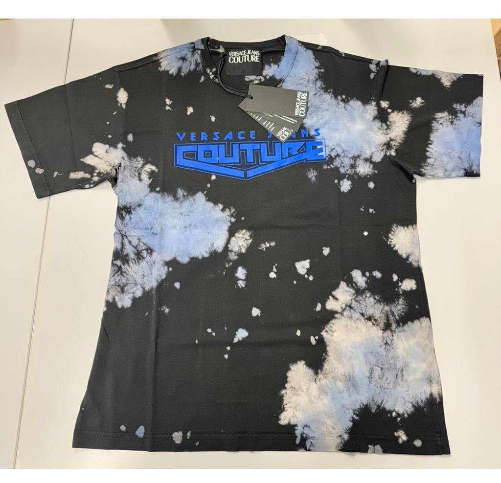 Versace Jeans Couture Tie-Dye Crewneck T-Shirt NIEUW 300$, VERSACE, Zwart, Nieuw, Ophalen of Verzenden