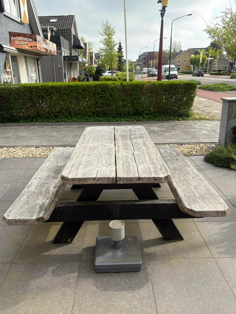 Robuuste houten picknicktafel, douglashout, Ophalen, Gebruikt, Rechthoekig, Hout