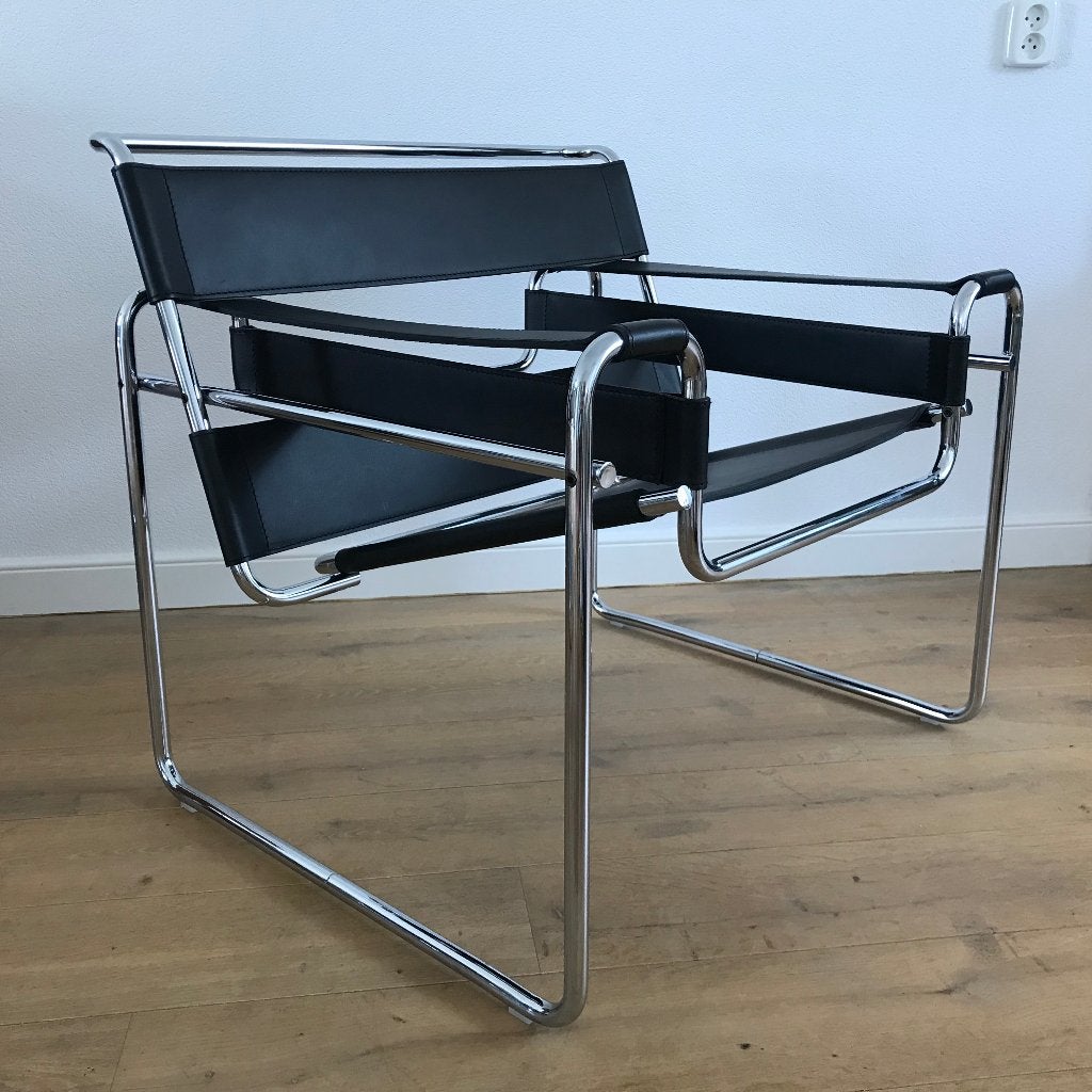 Knoll studio model Wassily B3 chair designer Marcel Breuer, Ophalen, Leer, Nvt, Nvt