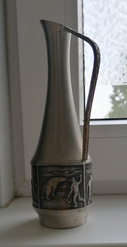 Kleine vintage tinnen kruik 16 cm, Antiek en Kunst, Antiek | Tin, Ophalen of Verzenden