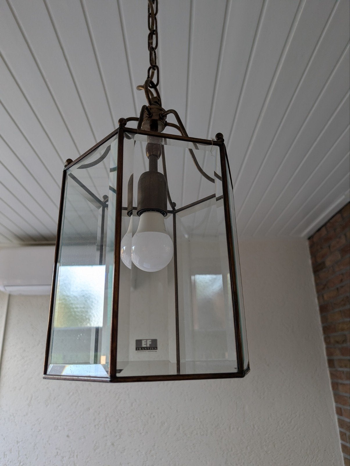 EF. Franzen lantaarnlamp brons, Ophalen of Verzenden, Zo goed als nieuw, Glas, E27 (groot)