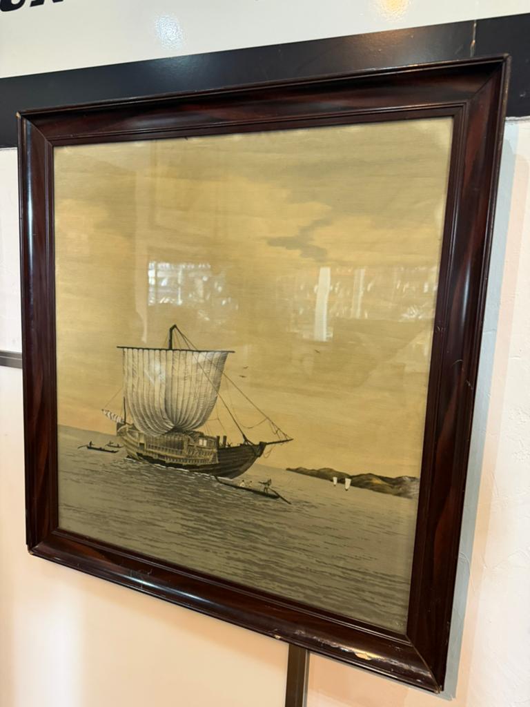 20e eeuw gobelin zeilschip schilderij, Antiek en Kunst, Kunst | Schilderijen | Klassiek, Ophalen of Verzenden