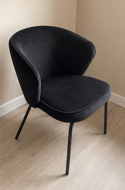 BePureHome eetkamerstoelen, zwart velvet, set van 8, Ophalen, Zwart, Zo goed als nieuw, Stof
