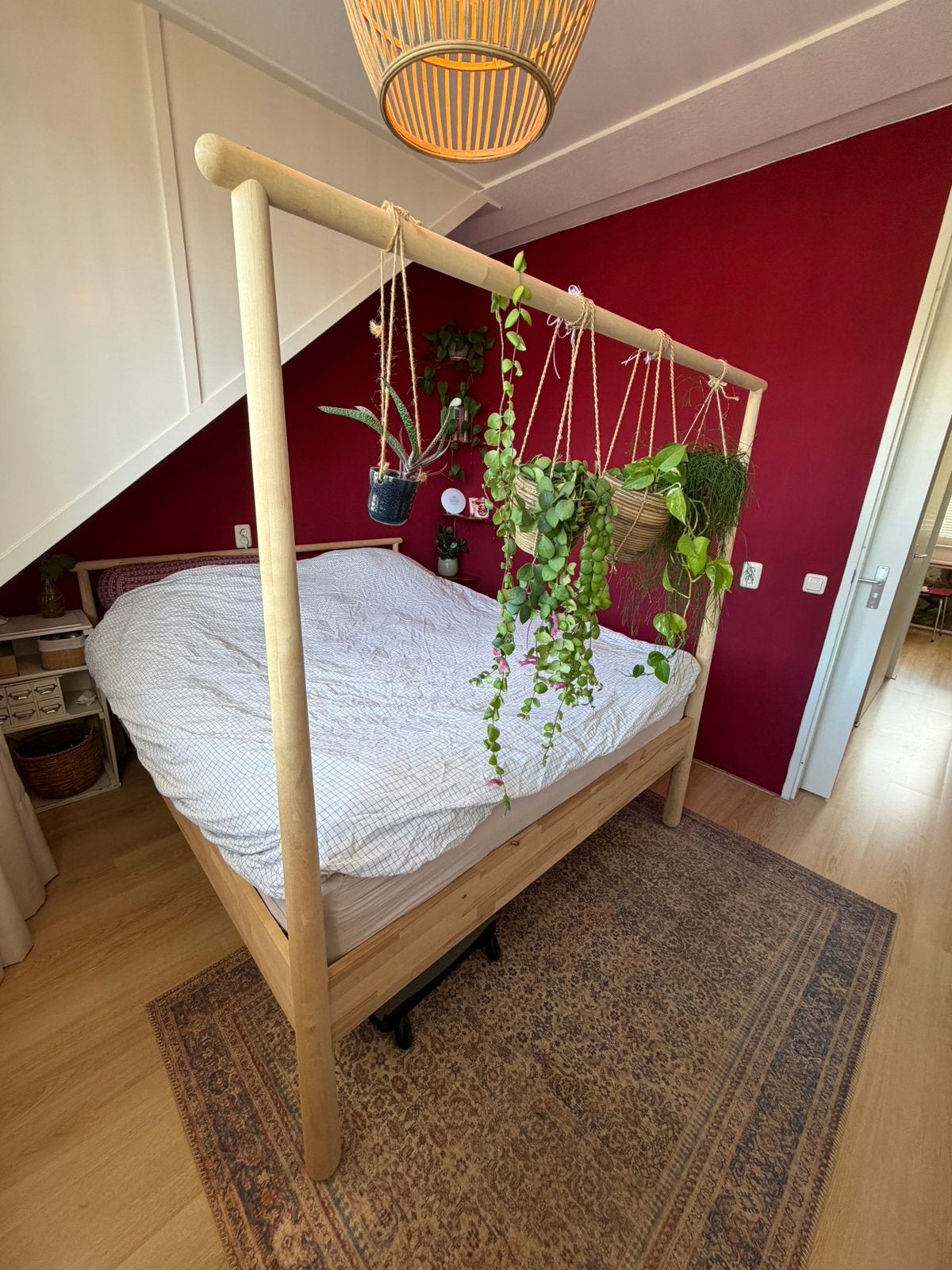 IKEA GJÖRA bedframe 160x200 cm – mooie staat, Ophalen, Gebruikt, Bruin, Tweepersoons