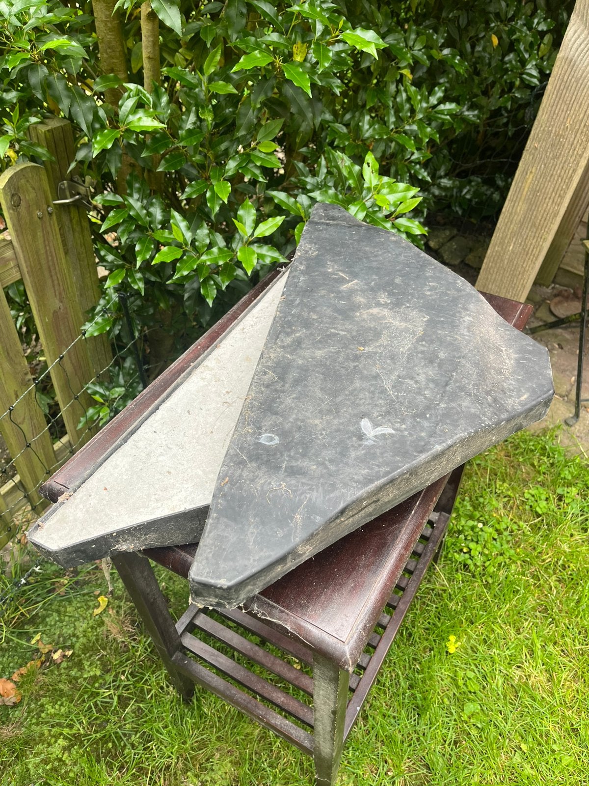 2x parasol tegel/voet t.e.a.b, Ophalen, Gebruikt, Minder dan 1 meter, Parasolvoet