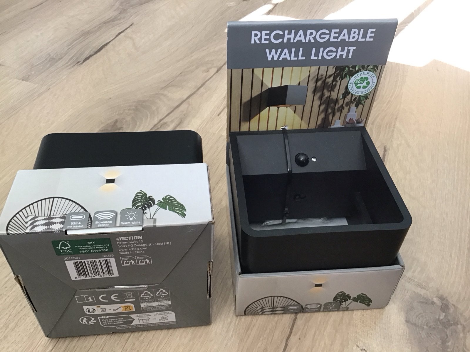 Oplaadbare wandlamp met bewegingssensor - Action, Met sensor, Overige merken, Kunststof, Zwart